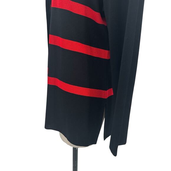 Exclusively Misook Black Red Striped Button‎ Cardigan Sweater Blazer Size Large - Picture 6 of 9